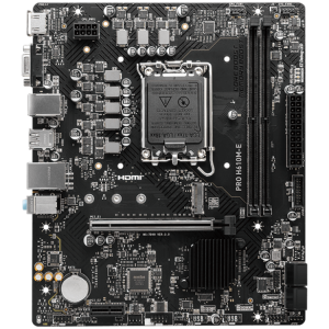 MSI PRO H610M-E, mATX, LGA 1700, Dual Channel DDR5 5600+MHz, 1x PCIe x16 slot, 1x M.2 slot, 1x HDMI, 1x VGA, 2x USB 3.2 Gen 1, 4x USB 2.0, 7.1 HD Audio, Realtek ALC897 Codec, 3Y