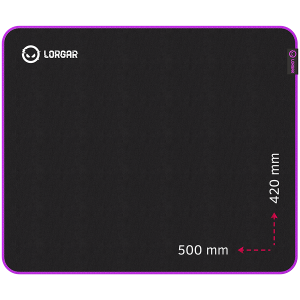 Lorgar Main 315, Gaming mouse pad, High-speed surface, Purple anti-slip rubber base, size: 500mm x 420mm x 3mm, weight 0.39kg