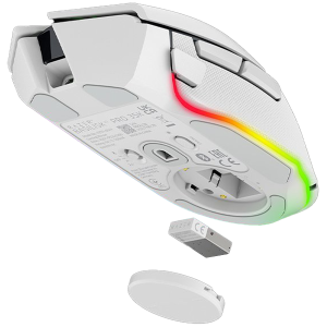 Razer Basilisk V3 Pro 35K, White, Gaming Mouse, HyperSpeed Wireless, Bluetooth, Focus Pro 35K Optical Sensor Gen-2, 35000 DPI, Configurable Razer HyperScroll Tilt Wheel, Up to 140 Hours on Razer™ HyperSpeed Wireless