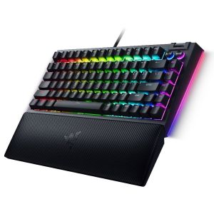 Razer BlackWidow V4 75%, Gaming Keyboard, US Layout, Razer Chroma RGB, Hot-swappable Design, Detachable Type C Cable, PCB & Case sound dampening foam, Up to 8,000 Hz polling rate, Doubleshot ABS Keycaps, Magnetic Plush Leatherette
