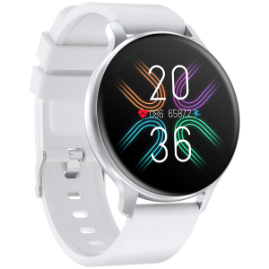 CANYON Badian SW-68, Smartwatch, Realtek 8762CK, 1.28''TFT 240x240px; RAM : 160KB,  Lithium-ion polymer battery, 3.7V 190mAh Include, Silver Zinc alloy middle frame + plastic bottom case+ white Silicone strap + silver strap buckle, 44.9x 10.9mm, strap: 20