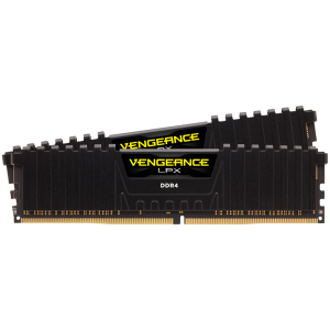 CORSAIR DDR4, 3200MHz 16GB 2x8GB DIMM, 16-18-18-36, SPD base 2666, XMP 2.0, Vengeance LPX Black Heatspreader, Black PCB, 1.35V, for Ryzen/AM4