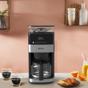 Кафемашина Krups KM832810 Grind & Brew, metalic grinder, 3 grinding settings, digital display, timer, 1.25L