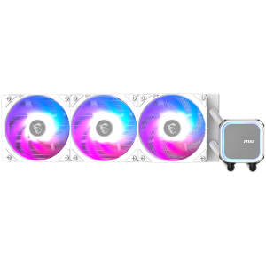 MSI MAG CORELIQUID A13 360 WHITE, 3x120mm Pre-installed ARGB Daisy Chain Fans, Replacable Top Cover, Copper Base Intel LGA 1700/1851, AMD AM5/AM4, 3Y Warranty