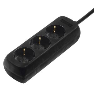 Hama 3-Way Power Strip, with Incr. Touch Protect., 1.4 m, black