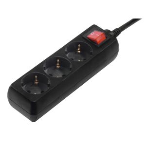 Hama Power Strip, 3-Way, with Switch, 1.4 m, black