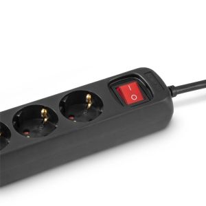 Hama Power Strip, 3-Way, with Switch, 1.4 m, black