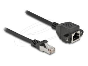 Delock Мрежов кабел удължителен S/FTP RJ45 мъжко към RJ45 женско, Cat. 6A, 25 cm, черен