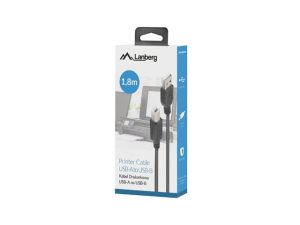 Кабел Lanberg Cable USB-A(M)->USB-B(M) 2.0 Ferrite 1.8m Box Black