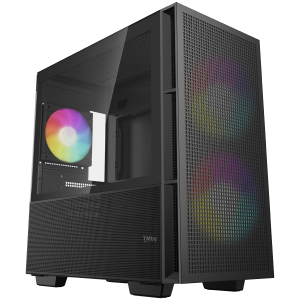DeepCool CH360 DIGITAL, Mini Tower, Mini-ITX/Micro-ATX, 1x USB3.0, 1x Audio, 1x Type-C, Pre-Installed 2x140mm ARGB Fans + 1x120 ARGB Fan, Tempered Glass, Mesh Panel, GPU Support Arm, R-CH360-BKAPE3D-G-1