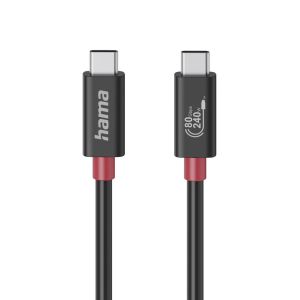 HAMA Кабел USB-C еMarker, USB 4 Gen 4, 80 Gbit/s, 1 м, 5 A, 240 W ,черен