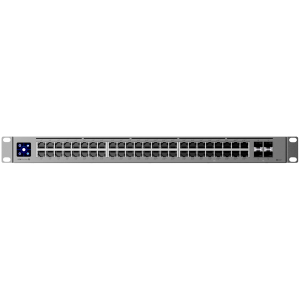Ubiquiti 48-port, Layer 3 switch 2.5 GbE and PoE++ output, 16x 2.5 GbE ports including (8) PoE+ and (8) PoE++, 32x GbE ports including (24) PoE+ and (8) PoE++, 4x 10G SFP+ ports. Can power devices with up to 720W, it has power consumption of 100W (Excludi
