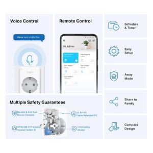 TP LINK TAPO P100 Смарт контакт 10A, 2300W, 2.4Ghz, задаване на график, таймер