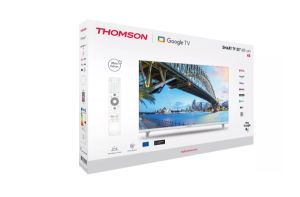 Телевизор Thomson 32" HD Google TV; 1366 x 768 (HD), DLED, 60 Hz, HDR10, Dolby Audio, Google Cast, DVB-T/T2/C/S/S2, Wi-Fi, Bluetooth, LAN, HDMI 3 (1.4), USB 2 (2.0), AV IN, Hotel mode, Adjustable Side Feet, White