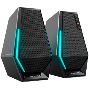 Edifier G1500 2.0 Audio System, BT V5.3, USB, AUX, 2.5-inch Drivers, RGB Lighting, 5W (RMS), Black