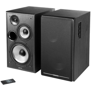 Edifier R2750DB 2.0 Bookshelf Speakers, BT V5.1, Optical, Coaxial, RCA, 0.75-inch Tweeters, 4-inch Drivers, 6.5-inch Woofers, Sub-Out, 136W (RMS), Control Knobs and Remote Control, Black