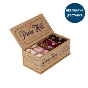 Луксозна кутия с 5 чифта Памучни чорапи с Черепи и Рози