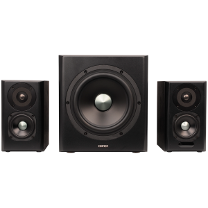 Edifier S351DB 2.1 Audio System, BT V5.1, Optical, Coaxial, RCA, 8-inch Subwoofer, 3.5-inch Drivers, 0.75-inch Tweeters, 150W (RMS), Control Knobs and Remote Control, Black