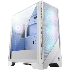 MSI MAG FORGE 320R AIRFLOW WHITE, Mid-Tower, ATX/M-ATX/ITX, 2x USB 3.2, 1x Audio/Mic, LED Button, ARGB Hub, 4x 120mm ARGB Fans, Mesh Panel, Tempered Glass, White