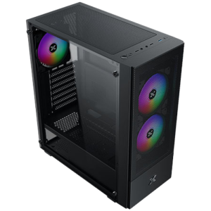 Hero II Air 3F Black EN41655, ATX/M-ATX/MINI ITX, USB3.0 X1, USB2.0 X2, HD AUDIO, Front Meshed Grill & Left TG, 3PCS Z20F Fixed LED Fan
