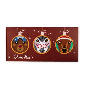 Кутия с 3 чифта Коледни Бамбукови чорапи - Мечка, Елен, Вълк