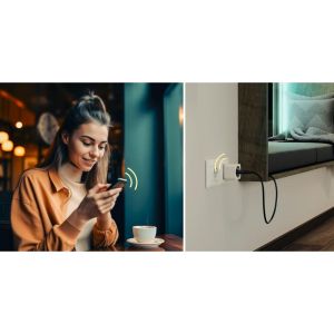 Hama Smart WLAN Socket, Matter, Voice and App-Controlled, Retrofittable, 3680 W