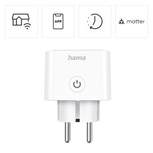 Hama Smart WLAN Socket, Matter, Voice and App-Controlled, Retrofittable, 3680 W
