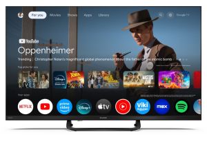 Телевизор Sharp 32HF3865E, 32" QLED Google TV, FHD 1920x1080 Frameless, 1 000 000:1, DVB-T/T2/C/S/S2, HDR10, Speaker 2x8W, Dolby Digital, Google Cast, 3xHDMI (ARC/CEC), CI+, 3.5mm Headphone jack / line-out, lan, 2xUSB, Wi-Fi, Bluetooth, Mini Composite, E,