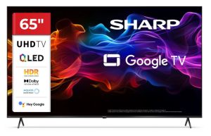 Телевизор Sharp 65HP5265E, 65" QLED Google TV, 4K Ultra HD 3840x2160 Frameless, 1 000 000:1, AQUOS, DVB-T/T2/C/S/S2, Active Motion 1000, HDR10, Dolby Atmos, Dolby Vision, Google Assistant, Google Cast, HDMI 2.1 with eARC, 3.5mm Headphone jack / line-out, 
