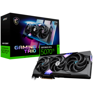 MSI Video Card Nvidia GeForce RTX 5070 TI 16G GAMING TRIO, 16GB GDDR7, 256bit, Effective Memory Clock: 28000MHz, Boost: 2452 MHz, 8960 CUDA Cores, PCIe 5.0, 3x DP 2.1b, HDMI 2.1b, Triple Fan, 1x16pin, 750W Recommended PSU, 3Y