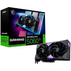 MSI Video Card NVIDIA GeForce RTX 5060 Ti 16G GAMING OC, 16GB GDDR7, 128-bit, 2662 MHz Boost, 4608 CUDA Cores, PCIe 5.0 (x8), 3x DP 2.1b, HDMI 2.1b, RAY TRACING, Dual Fan, 180W TDP, 16-pin PCIe 5.0 (12V-2x6), RGB Lighting, G-SYNC, 2.5-Slot, 3Y