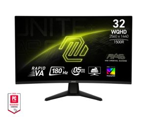 Монитор MSI MAG 32CQ6F, 31.5, 180Hz, 0.5ms, Rapid VA, WQHD 2560x1440, Curve 1500R, AG, Adaptive-Sync, DisplayHDR 400, CONSOLE MODE, AI Vision, LBL, 3500:1, DCR 100M:1, 1x DP(1.4), 2x HDMI (2.0b), 1 x Headphone Out, Tilt, VESA, Frameless, 4.8 kg