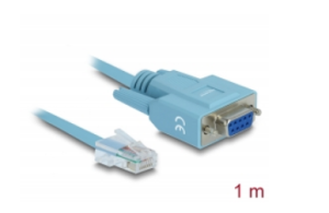 Кабел сериен Delock RS-232 DB9 F ( с винт) - RS-232 RJ45 M- 1m,  за конзоли на CISCO рутери, комутатори, точки за достъп