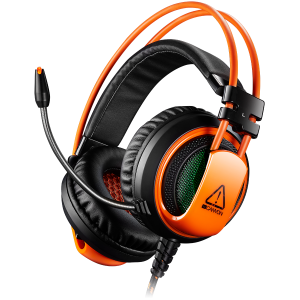 CANYON Gaming headset 3.5mm jack plus USB connector for vibration function, light control button, adjustable microphone and volume control, cable 2M, Black