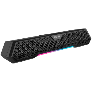 Edifier MG250 2.0 Desktop Soundbar, Bluetooth V5.3, USB-A soundcard input, 2-inch full-range drivers 5W (RMS) output, RGB light strip with companion app control, Built-in MEMS microphone with noise-cancellation, One-touch touch-panel control, Black