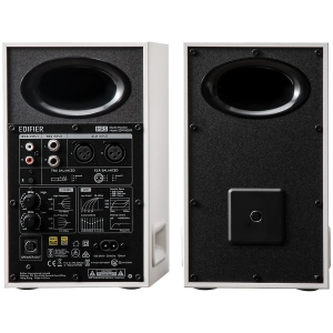 Edifier MR5 Active Studio Monitors (Tri-amped), BT V6.0, Balanced XLR, Balanced TRS, RCA and AUX, which headphone output, 5-inch woofers, 3.75-inch mid-range drivers, and 1-inch silk dome tweeters, 110W (RMS), Room Acoustic Compensation, White