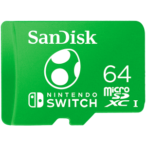 SANDISK Nintendo MicroSDXC UHS-I card for Nintendo Switch, Yoshi Edition- 64GB, Up to 100MB/s read up to 90MB/s write