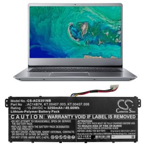Батерия  за лаптоп  ACER Aspire 5 A515-41G-18Z3, Nitro 5 AN515-41-F6VS, Swift 3 SF313-51-514S, AC14B7K, LiPO 15.28V  3250 mAh CAMERON SINO