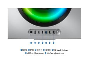 Монитор Samsung LS34DG850, 34'' CURVED Odyssey G8 OLED, 1800R, 175 Hz, 0.1 ms GTG, 21:9, 3440 x 1440, Smart, 2xUSB C, Mini DP, Micro HDMI 2.1, Wi-Fi 5, BT 5.2, Speakers, 178°/178°, Silver