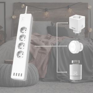 HAMA Смарт разклонител Wi-Fi  2.4Ghz, 4 гнезда, 4xUSB, 1.7 m, бял