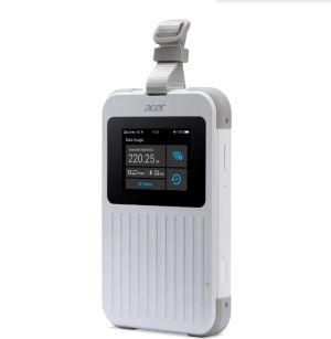 Аксесоар Acer Wi-Fi 5G Mobile Hotspot with Nano SIM (4FF), eSIM with up to 10 profiles, up to 20 connected devices using 6GHz, battery  8000mAh up to 28 hours high definition video streaming, 2.4'' Touchscreen with NFC, IP68 and MIL-STD-810