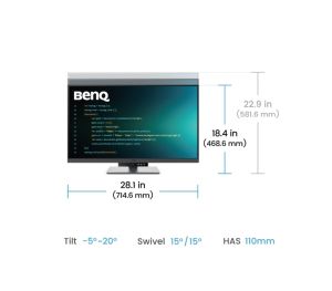 Монитор BenQ RD320U 31.5" IPS, 3:2, 3840x2160, 5ms, Nano Matte, 98% P3, HDR 400, MoonHalo, B.I. Gen2, KVM Switch, DualView Plus, PIP/PBP, 2000:1, 2x HDMI 2.0, DP 1.4 x1, USB-C 90W x1, USB HUB, Speakers 2Wx2, Height Adj. Stand 110 mm, Display Pilot 2, 7.3 