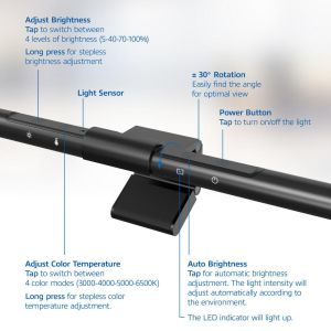 ACT LED лампа за монитор, сензорно управление, USB захранване