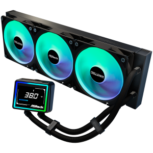 Asrock Challenger 360 Digital, AiO liquid cooler, ARGB, Digital display, 360 mm radiator, AM5, AM4, LGA1851, LGA1700, 90-ACLA36-BAAGA6, Black, 6Y