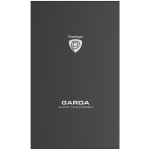 Prestigio Garda, smart wine opener, simple operation with 2 buttons, aerator, vacuum stopper preserver, foil cutter, opens up to 50 bottles wihout recharging, premium design, 500mAh battery, Dimensions D 17mm* H 290mm* W100 mm, silver color.