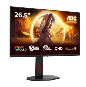 Монитор AOC Q27G4SDR, 26.5" QD-OLED, 2560x1440@360Hz, 0.03ms GtG, 1000cd m/2, 1.5M:1, Adaptive Sync, FlickerFree, Low Blue Light, Tilt, Height Adjust, Pivot, Swivel, 2xHDMI, DP, USB hub
