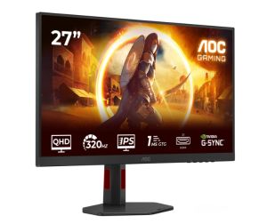 Монитор AOC Q27G4SRU, 27" Fast IPS WLED, 2560x1440@320Hz, 1ms GtG, 0.3ms MPRT, 450cd m2, 1000:1, Adaptive Sync, FlickerFree, Low Blue Light,  2Wx2, Tilt, Height Adjust, Pivot, Swivel, 2xHDMI, DP, USB hub