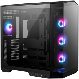 MSI MAG PANO 100R PZ, Mid-Tower, ATX/M-ATX/ITX, 2x USB 3.2, 1x USB Type-C 20Gbps, 1x Audio/Mic, LED Button, 3x 120mm Reverse Blade ARGB + 1x 120mm ARGB Fans, ARGB Fan Hub, Mesh Panel, Tempered Glass, Black