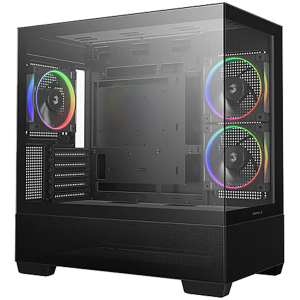 DeepCool CG380-3F, Mid Tower, Mini-ITX/Micro-ATX(Rear Connector), 2xUSB3.0, 1xUSB Type-C, 1xAudio, 3x120mm Pre-Installed ARGB Fans, Tempered Glass, Mesh Panel, Black, R-CG380-BKAGM3-G
