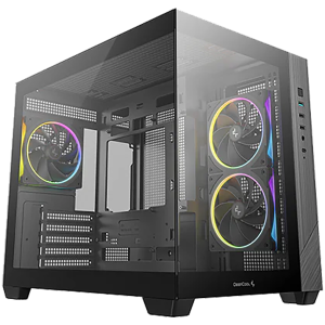 DeepCool CG330-3F, Mid Tower, Mini-ITX/Micro-ATX(Rear Connector), 1xUSB3.0, 2xUSB2.0, 1xAudio, 3x120mm Pre-Installed ARGB Fans, Tempered Glass, Mesh Panel, Black, R-CG330-BKNGM3-G